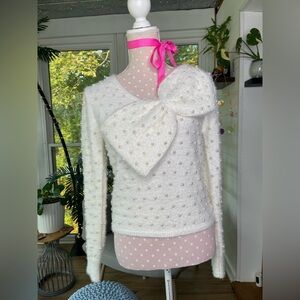 BiBi Pearl and Bow Ivory Sweater NWT size Small